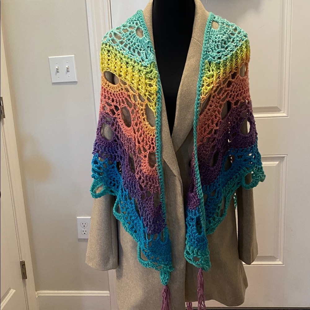 Rainbow Crochet German stitch Shawl